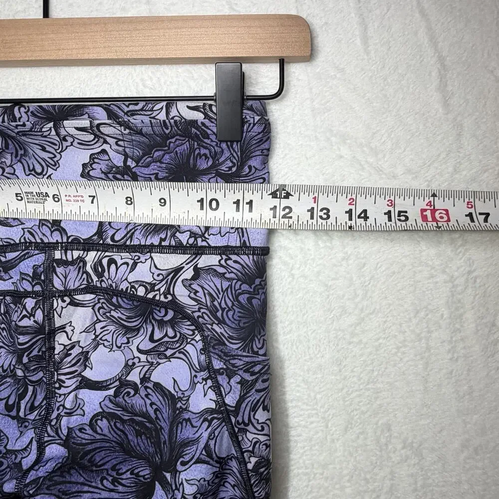 Lululemon Fast Free Hanakotoba Starlight Crop II Purple Floral Leggings Run 4